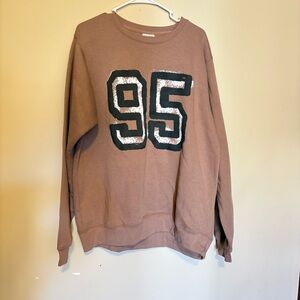 Pacific & Co Brown Oversized Sweatshirt Vintage 95 Jersey Graphic